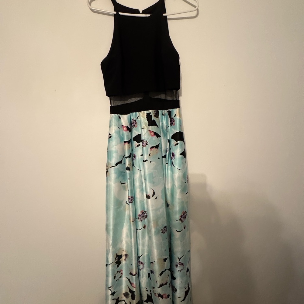 BETSY AND ADAM
Illusion Two Piece Halter Prom Dress - Picture 4 of 8